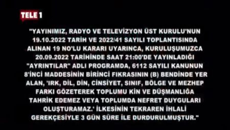 TELE 1 ekranı 3 gün karartıldı